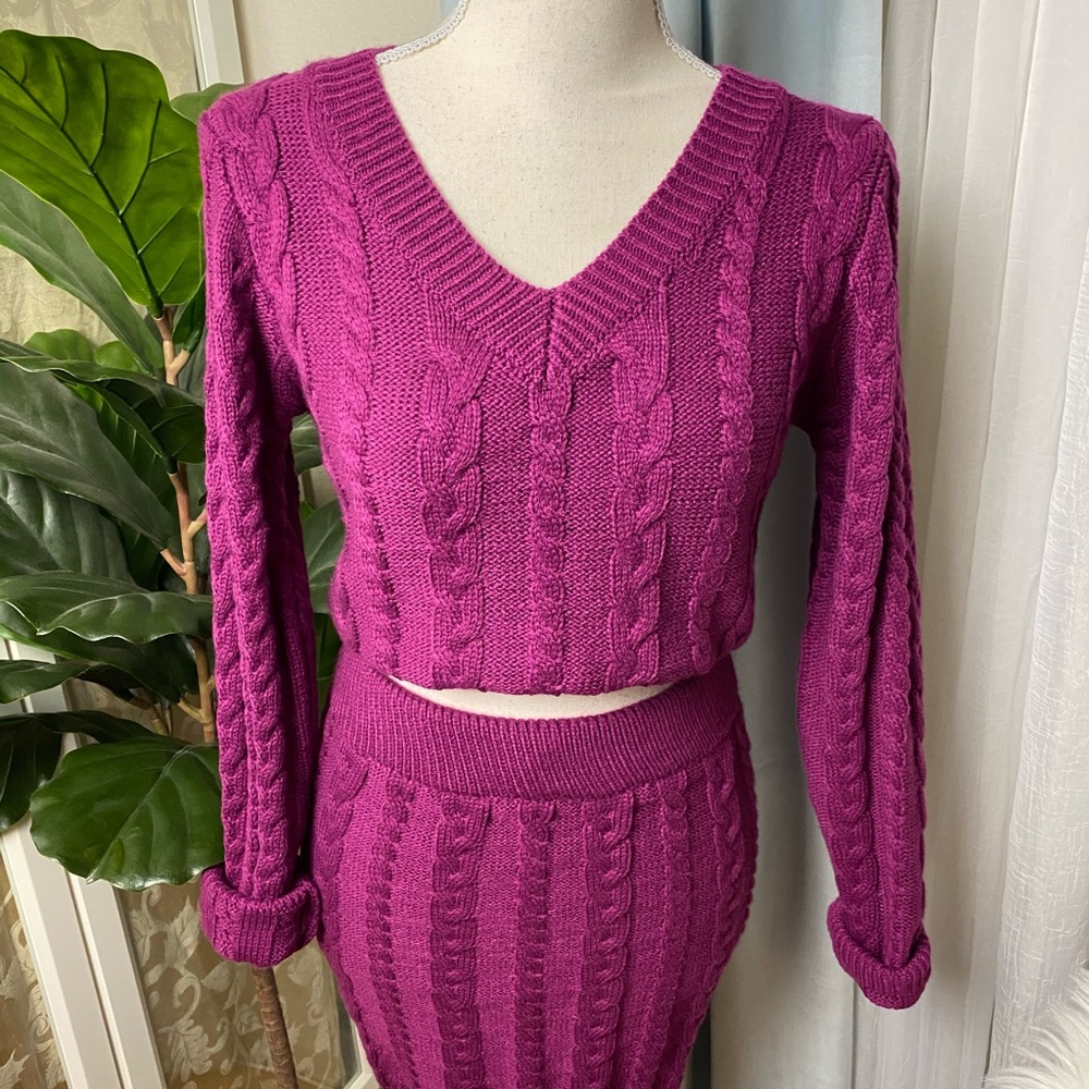 NWT FASHION NOVA PLUM SWEATER SKIRT SET!